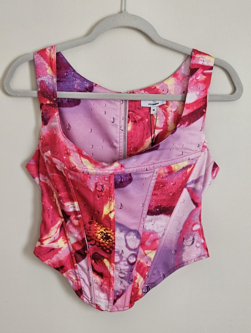 Miaou Pink and Purple Floral Corset Tank Top
